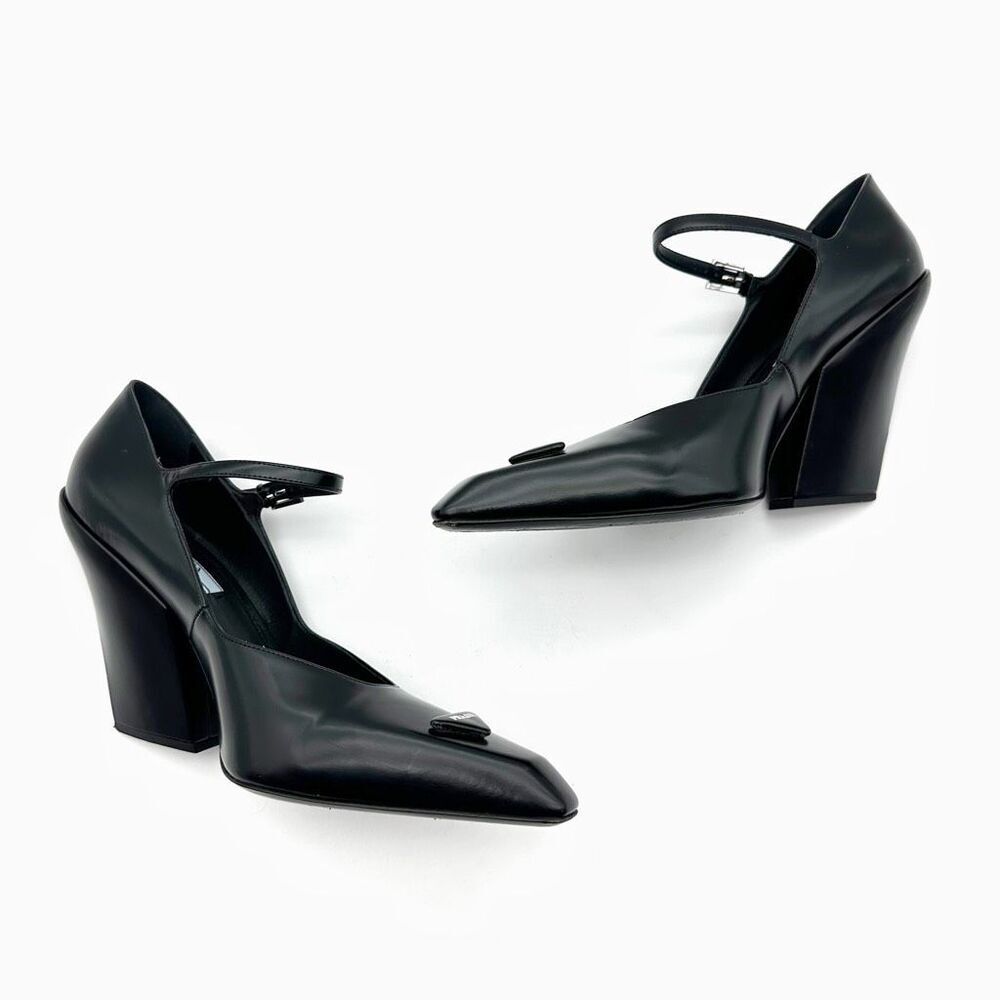 PRADA Modellerie Black Mary Jane Heels Size 40 US 9.5 Pointed Square Toe Pump - Picture 4 of 15